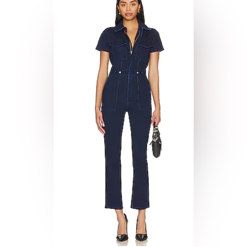 Good American "Fit for Success" Indigo Stretch Denim Jumpsuit